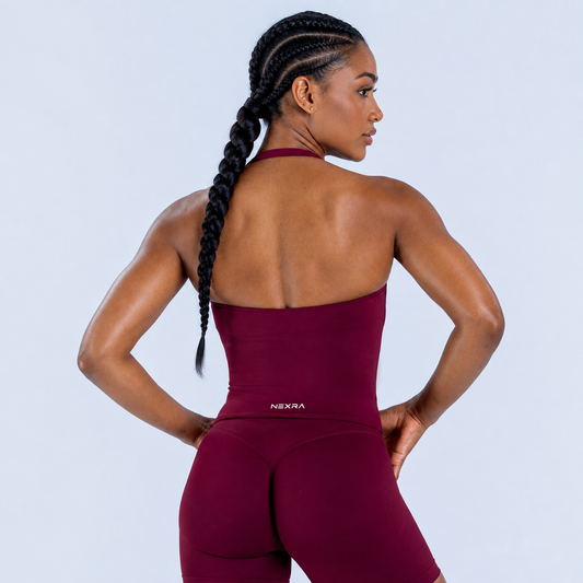 NEXRA Impact Halter Top in Burgundy
