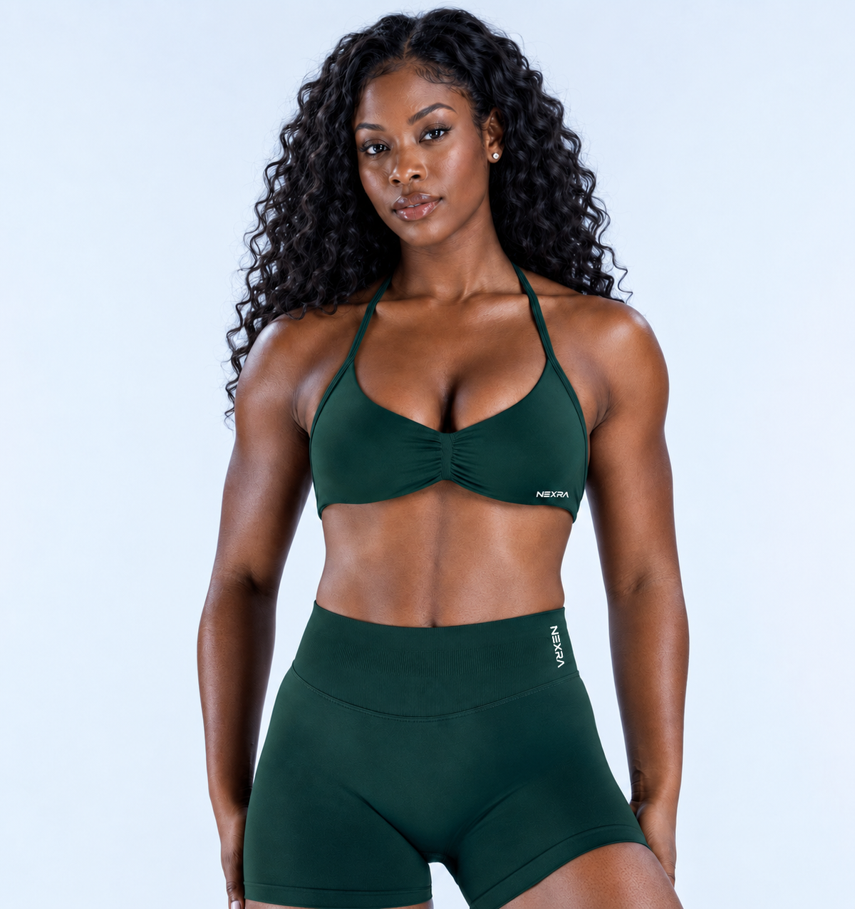 NEXRA Impact Strappy Bra in Forest Green