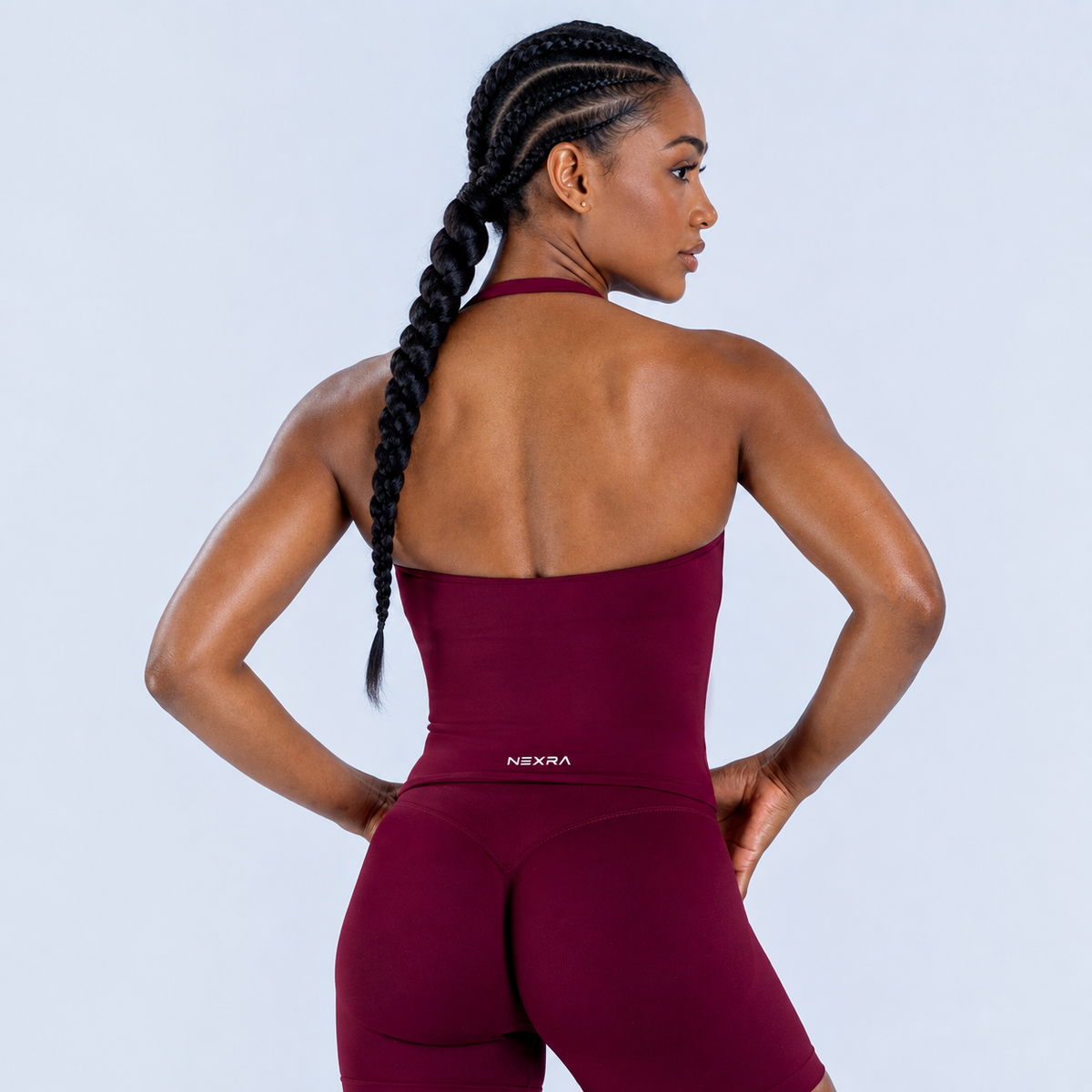 NEXRA Impact Halter Top in Burgundy