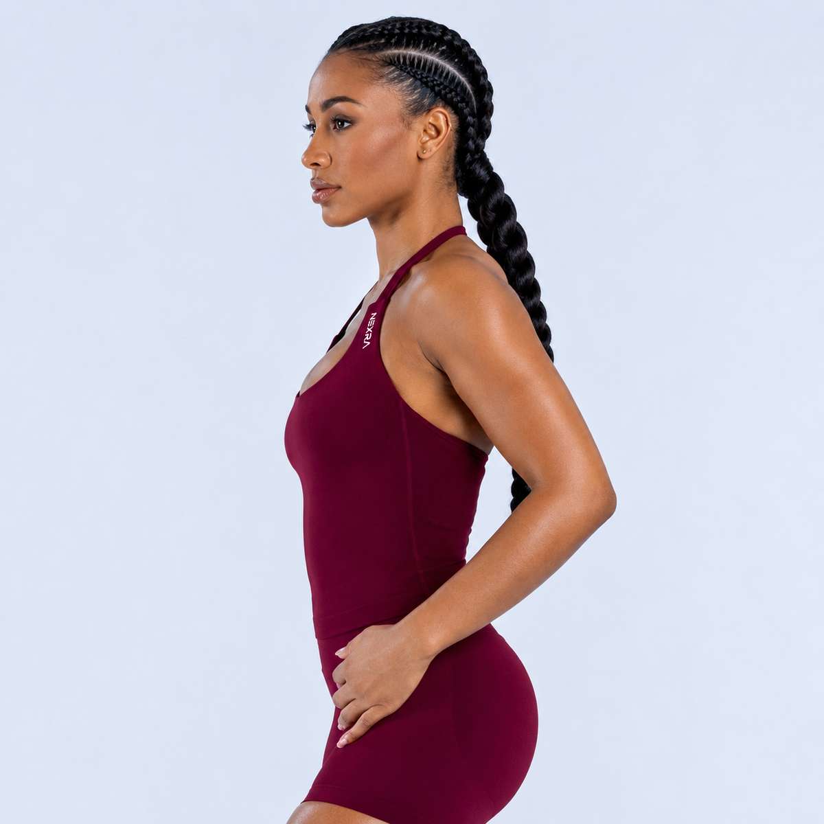 NEXRA Impact Halter Top in Burgundy
