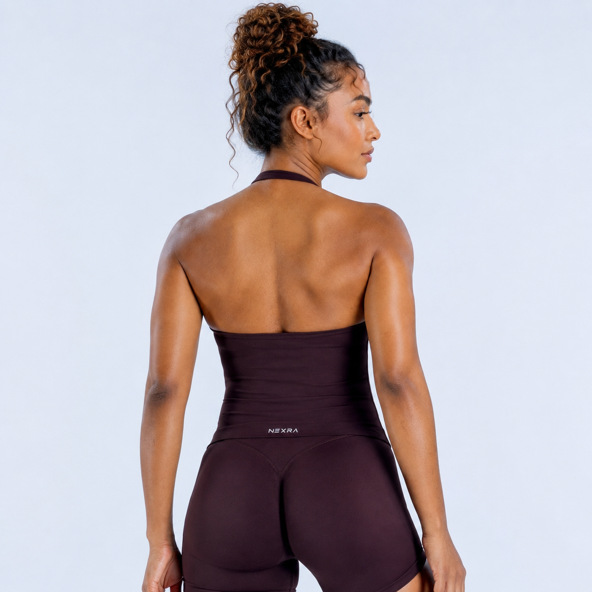 NEXRA Impact Halter Top in Dark Brown