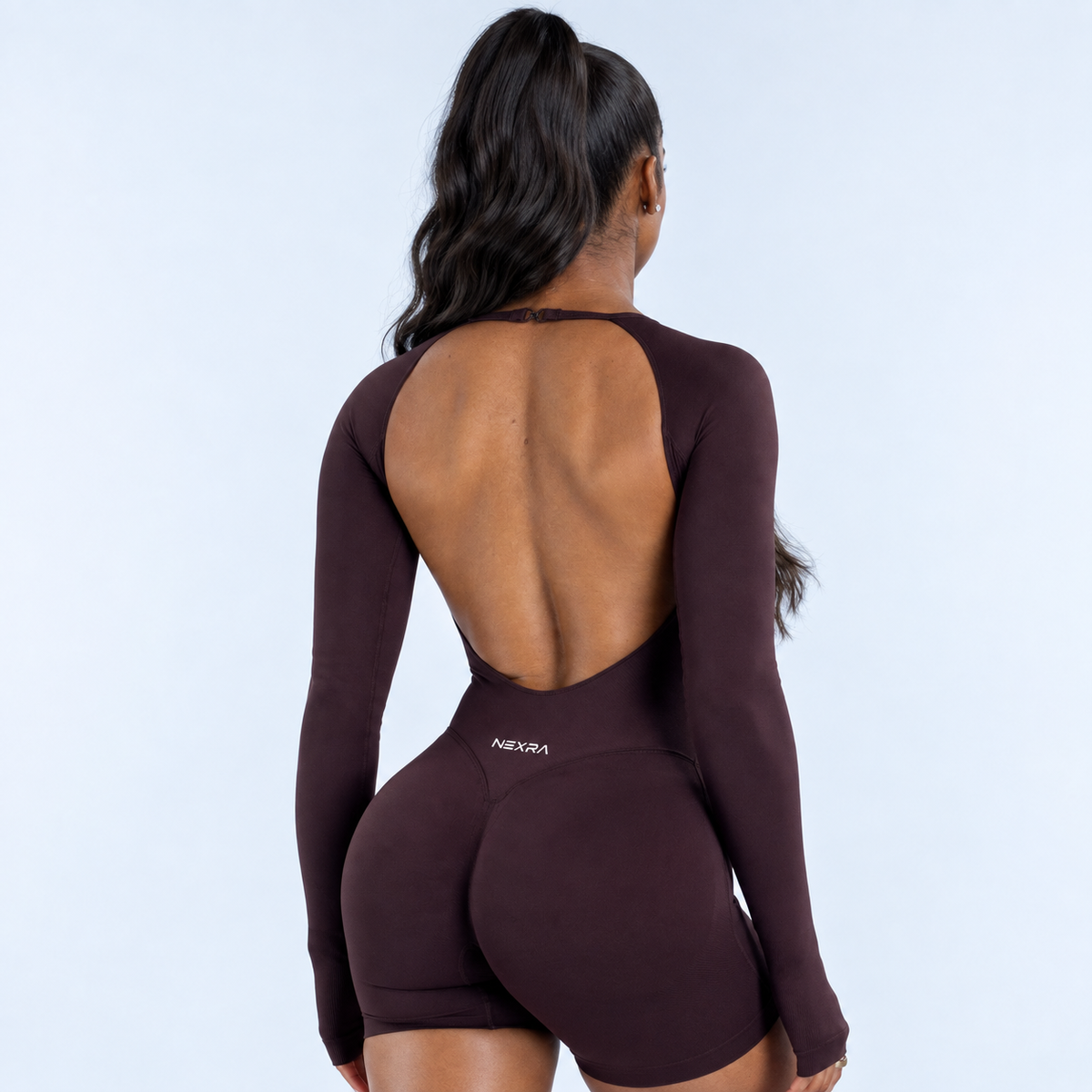 NEXRA Impact Long Sleeve One Piece in Dark Brown