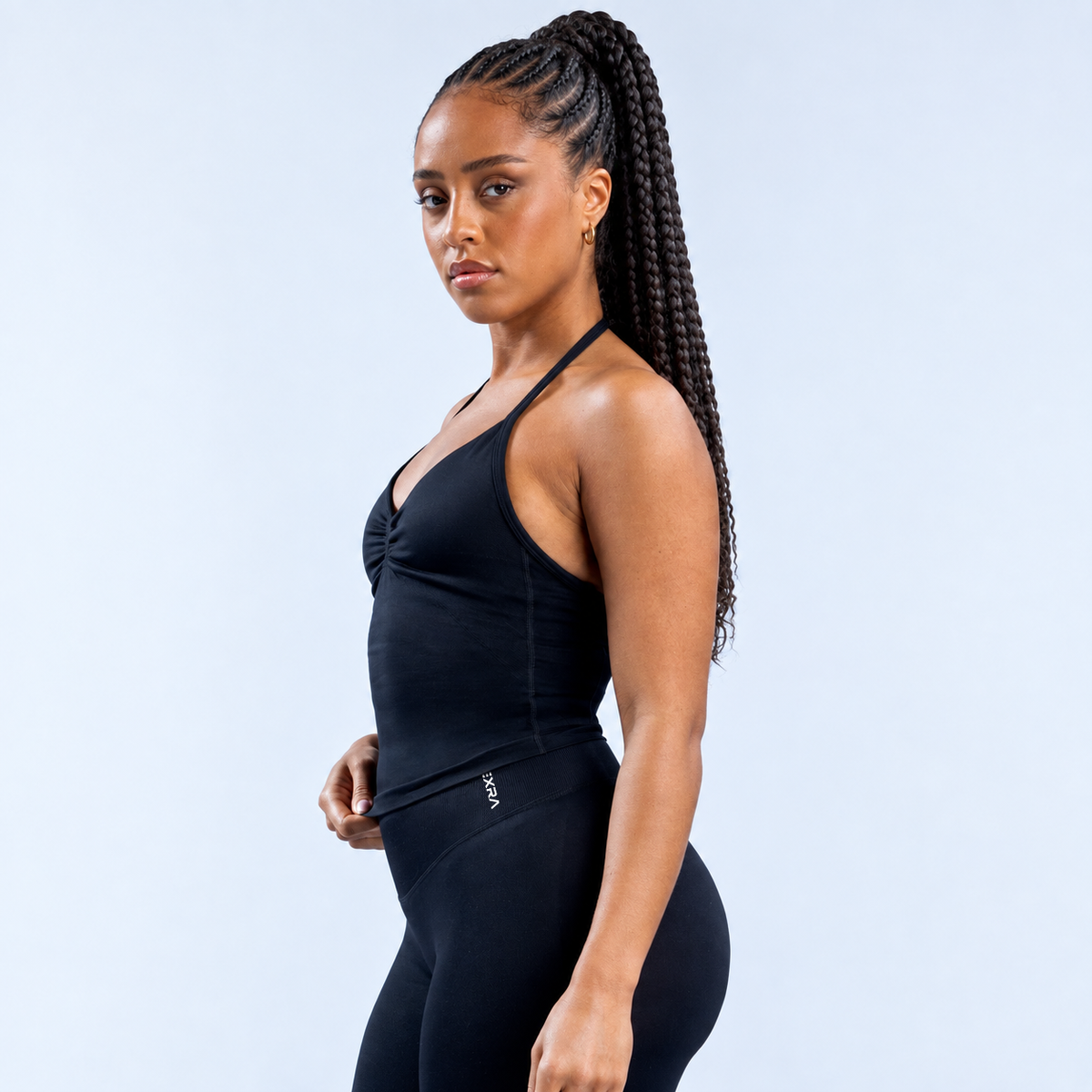 NEXRA Impact Longline Strappy Top in Black