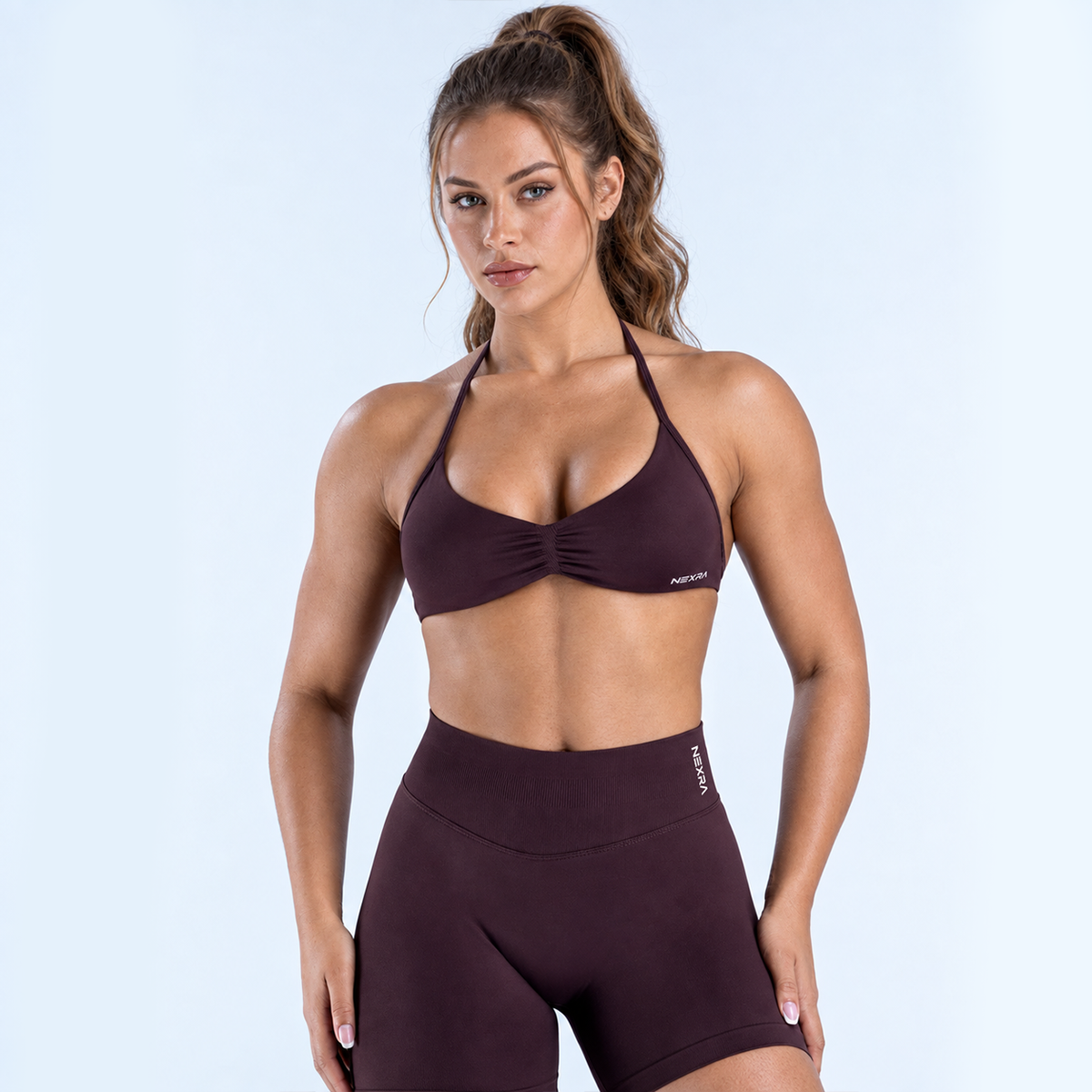 NEXRA Impact Strappy Bra in Dark Brown