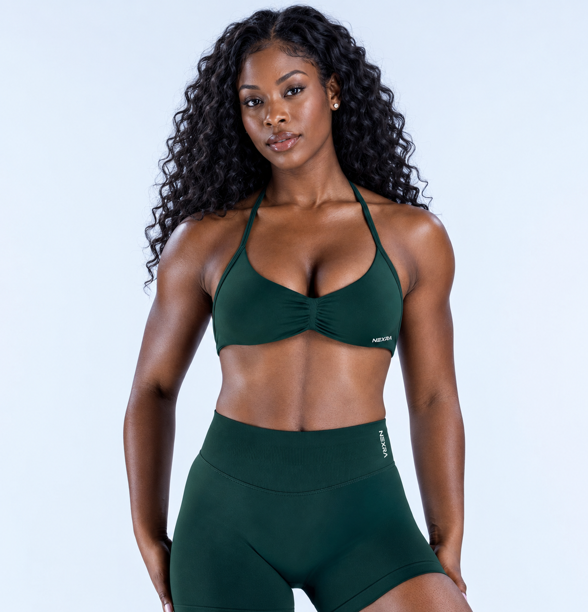 NEXRA Impact Strappy Bra in Forest Green